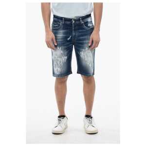 John Richmond Bleached Effect Regular Fit Bermuda Jeans