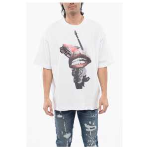John Richmond Rhinestoned Printed Oversize Fit T-shirt
