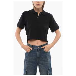 John Richmond Cropped AICARDI Polo with Ton-sur-ton Embroidery