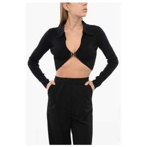 John Richmond STALAG Cropped Cardigan with Metal Application
