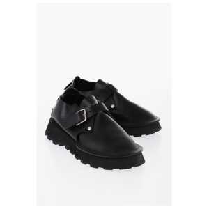 Jil Sander Leather Desert Booties with Front Buckle