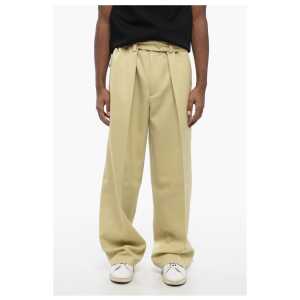 Jil Sander Double-pleated Wool Pants with Belt