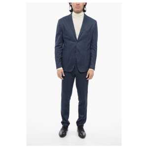 Corneliani CC COLLECTION Cotton Blend Suit with Notch Lapel and Patch P