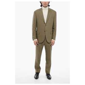 Corneliani Linen Blend Side Vents Notch Lapel LEADER SOFT 2-Button Suit