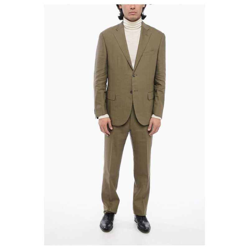 Corneliani Linen Blend Side Vents Notch Lapel LEADER SOFT 2-Button Suit, theFeinheit