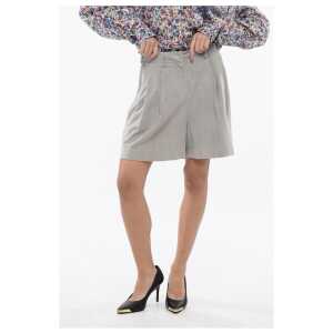 Fabiana Filippi Faux Suede Shorts with Double Pleats