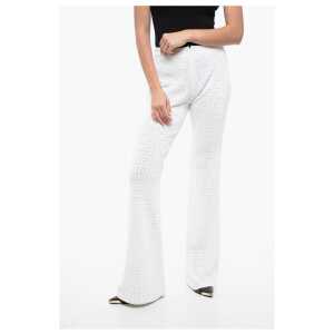 Givenchy Perforated Viscose Blend Flared Fit Pants with Monogram Moti