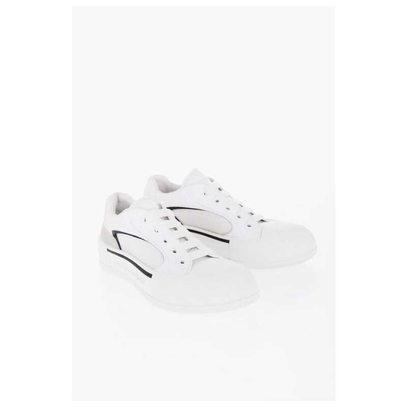 Alexander McQueen Solid Color Leather and Canvas Low-Top Sneakers, theFeinheit
