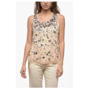 Parosh Mesh Top with Shimmer Effect Application