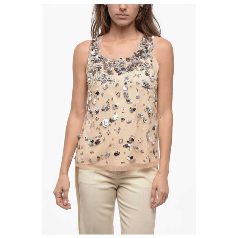 Parosh Mesh Top with Shimmer Effect Application, theFeinheit