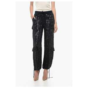 Parosh Sequined Cargo Pants with Draw-String