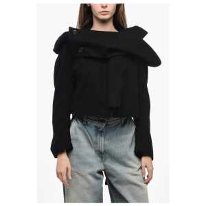 Yohji Yamamoto Wool Cropped Coat with Shawl Neckline
