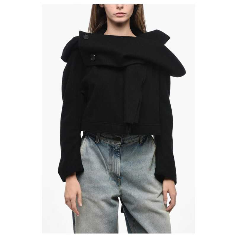 Yohji Yamamoto Wool Cropped Coat with Shawl Neckline, theFeinheit