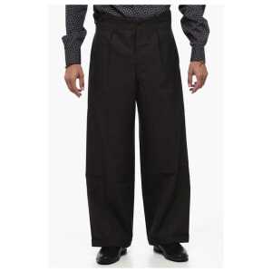 Maison Margiela MM0 Single-pleated Wide Leg Wool Pants
