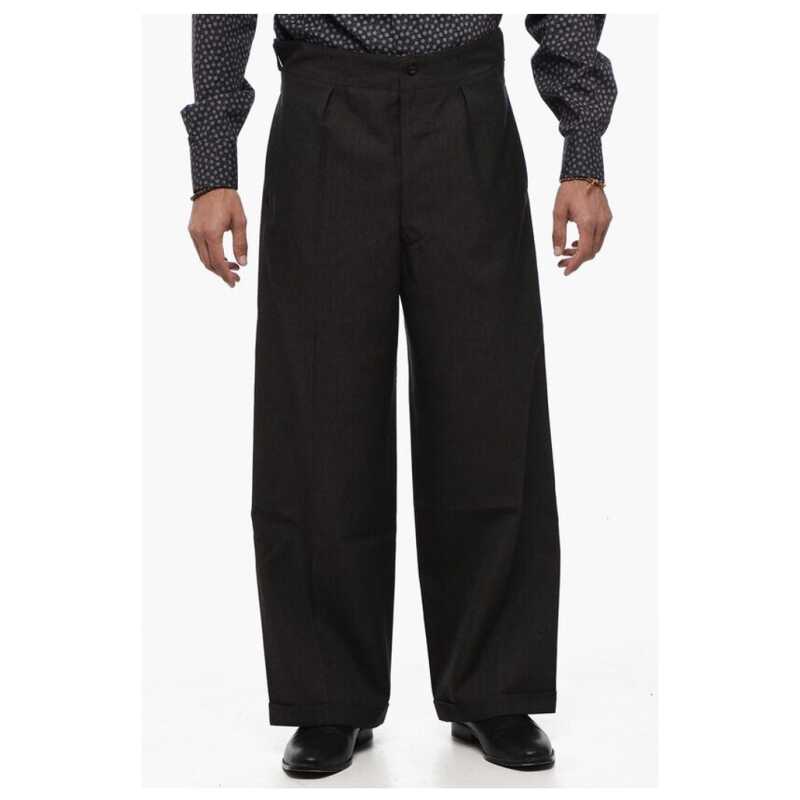 Maison Margiela MM0 Single-pleated Wide Leg Wool Pants, theFeinheit