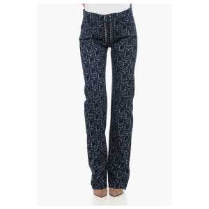 Ludovic de Saint Sernin Straight Fit Monogram Denims with Lace-up Detail 23cm