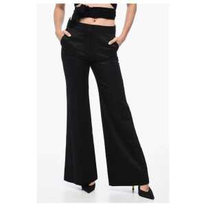 Givenchy Mohair Blend Wide Leg Pants with Concealed Closure