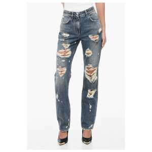 Givenchy Distressed Cotton Slim Fit Denims with Jewel Details 18cm