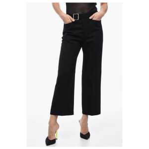 Jil Sander Grain de Poudre Wool Flared Pants with Belt