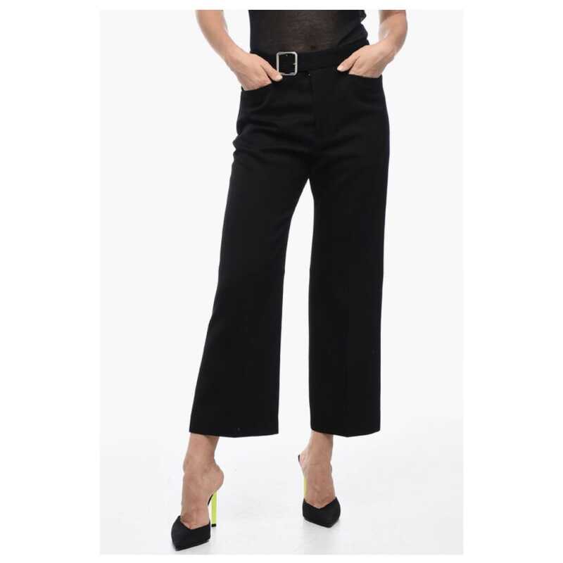 Jil Sander Grain de Poudre Wool Flared Pants with Belt, theFeinheit