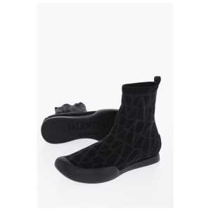 Valentino High-Top Sneakers With Monogram Jacquard Logo