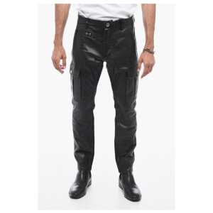 Dsquared² Craquelé Leather Pants with Vintage Effect