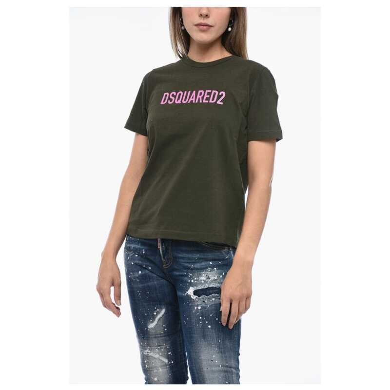 Dsquared² Distressed T-Shirt with Logo Print, theFeinheit