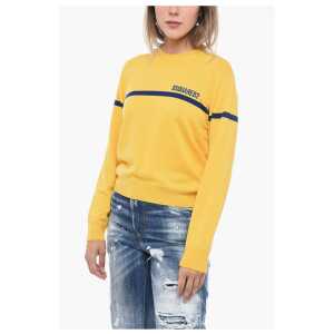Dsquared² Crew Neck Virgin Wool Sweater with Embroidered Logo