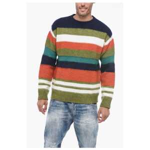 Dsquared² Wool-blended Fuzzy Pullover with Striped Pattern