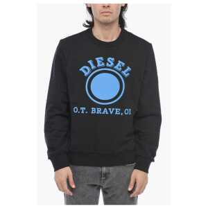 Diesel Felpa Girocollo S-GINN-K35 In Cotone Garzato Con Stampa Logo