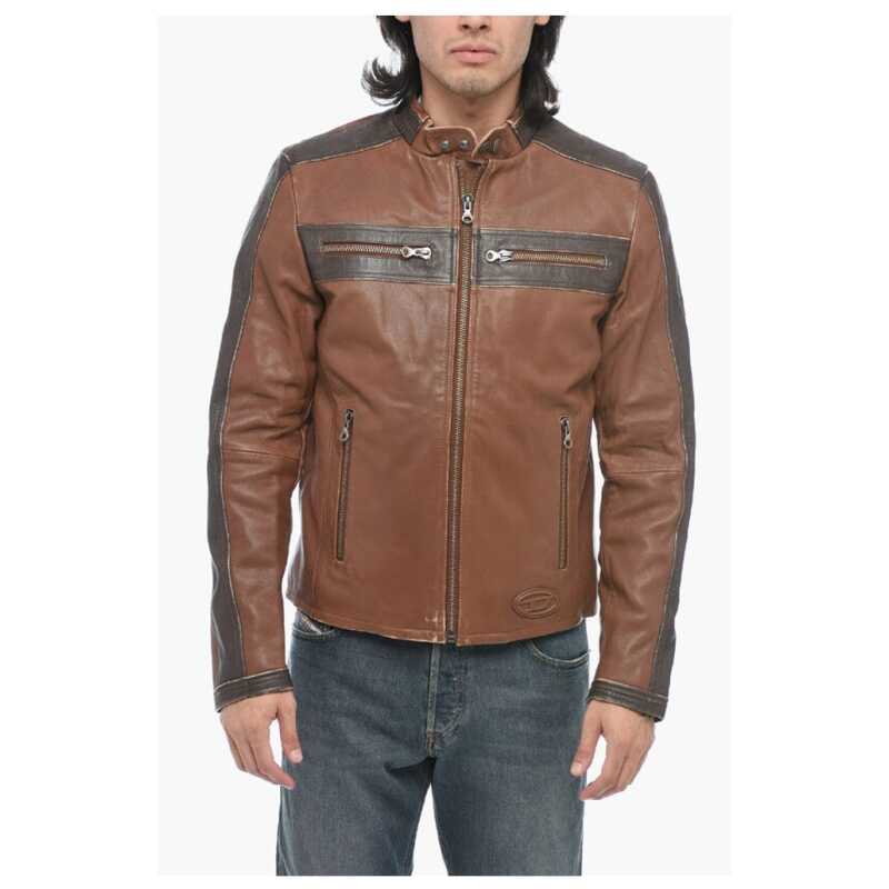 Diesel Leather L-MUSE Padded Jacket with Vintage Effect, theFeinheit
