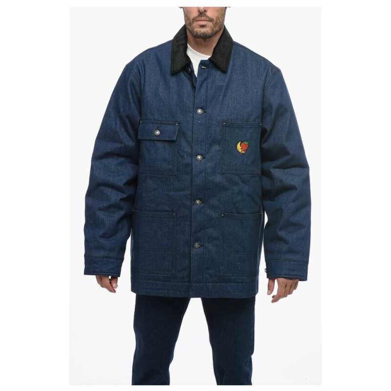 Sky High Farm Denim Utility Jacket with Velvet Collar, theFeinheit