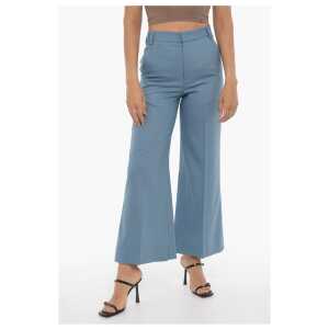 Eudon Choi Wide Leg Wool Pants with Ankle Slit