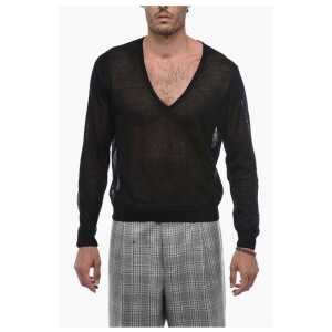 Corneliani TREND V-Neck Linen Blend Pullover