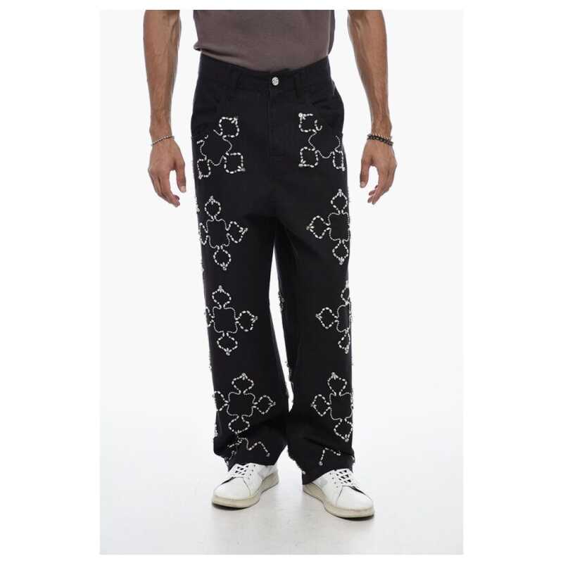 Bluemarble Stright Fit Pants With Rhinestones Detail, theFeinheit