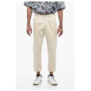 Fendi Low-crotch Cropped Pants with Pleats