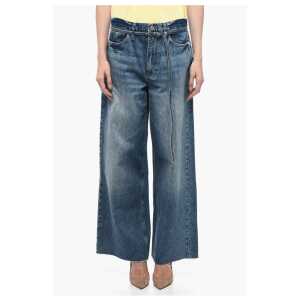 Frame High-Waisted Baggy Denims with Raw-Cut Hem