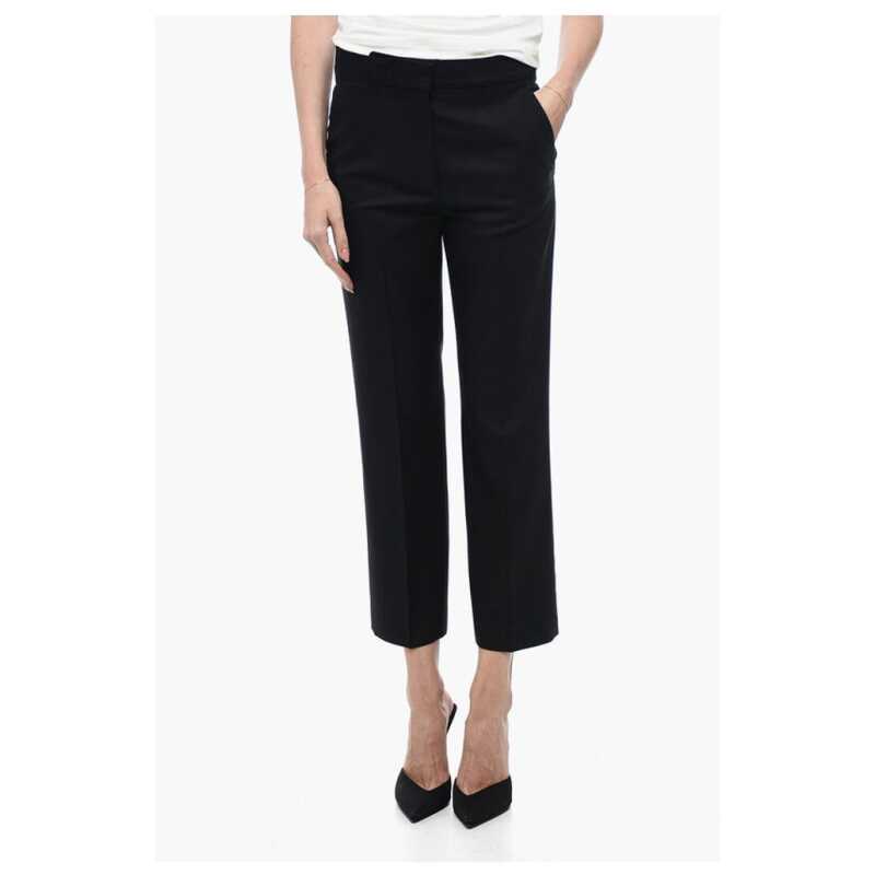 Stella McCartney Wool Blend Cropped Fit Pants with Hidden Closure, theFeinheit