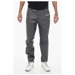 Off-White Glittery Tailoring Pants with Satin Detailing