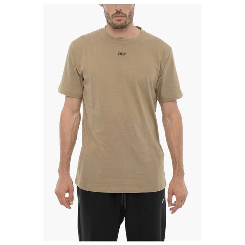 Off-White Slim Fit Crew-neck T-Shirt with Embroidered Logo, theFeinheit