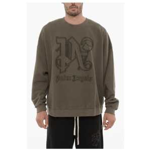 Palm Angels Vintage Effect Crew-Neck Sweatshirt with Embossed Monogram