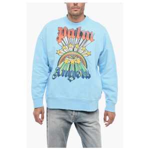 Palm Angels Brushed Cotton RAINBOW Crewneck Sweatshirt