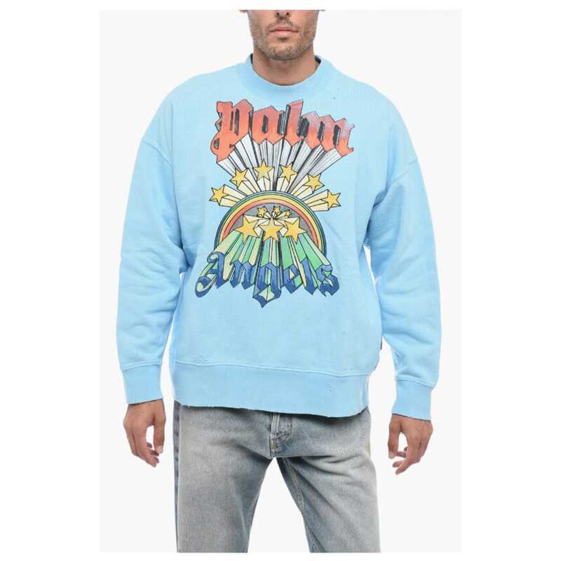Palm Angels Brushed Cotton RAINBOW Crewneck Sweatshirt, theFeinheit