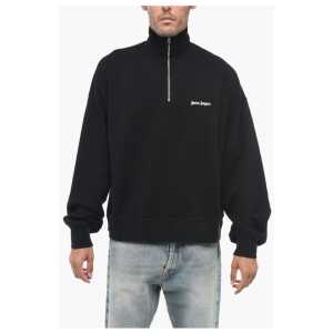 Palm Angels High Neck Brushed Cotton Sweatshirt