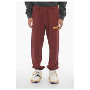 Off-White Brushed Cotton Joggers with Drawstring Waist