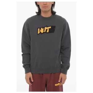 Off-White SEASONAL Slim Fit Crew-neck Sweatshirt with Contrasting Deta