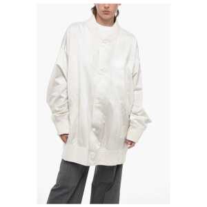 Maison Margiela MM6 Satin Oversized Bomber Jacket with Vintage Effect