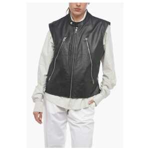 Maison Margiela MM6 Quilted Leather Biker Waistcoat