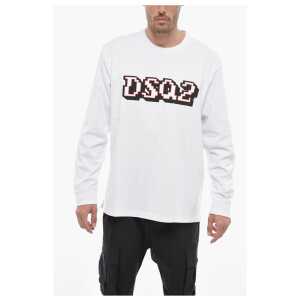 Dsquared² Long-sleeved Skater Fit T-shirt with Logo Print
