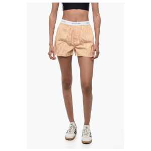 Sporty & Rich Striped CASSIE Shorts with Logoed Elastic Band